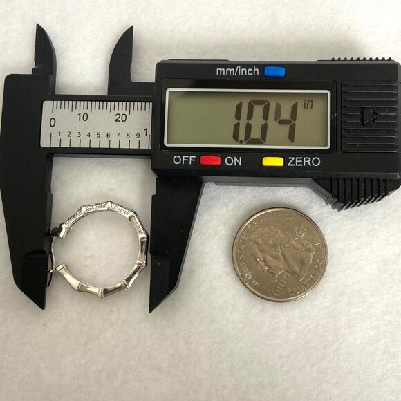 Sterling Silver 925 DBJ Bamboo Style Single Diamond Hoop Earrings MISSING STONE - Picture 13 of 16